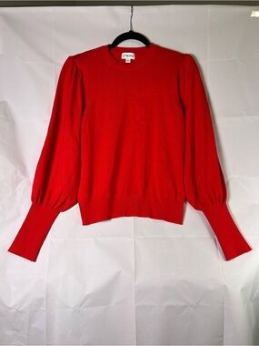 The Drop Women's Red Puff-Sleeve Crewneck Sweater